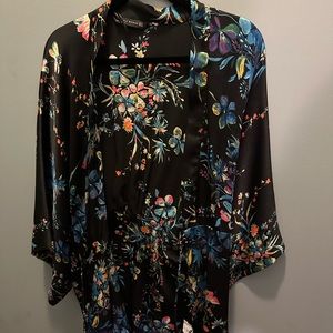Zara black floral cardigan M